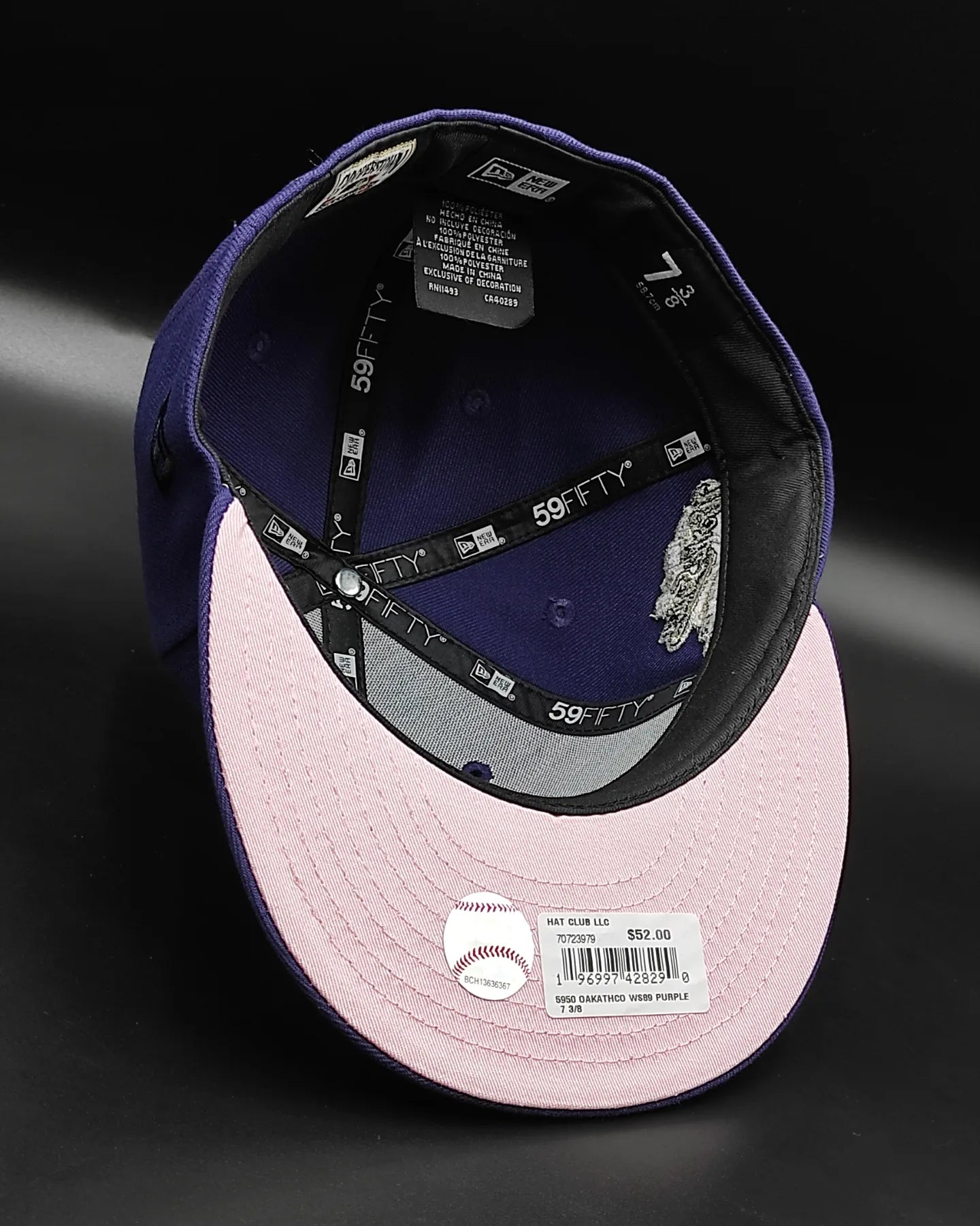 Gorra New Era Oakland Athletics 59fifty World Series parche UV rosa - morado
