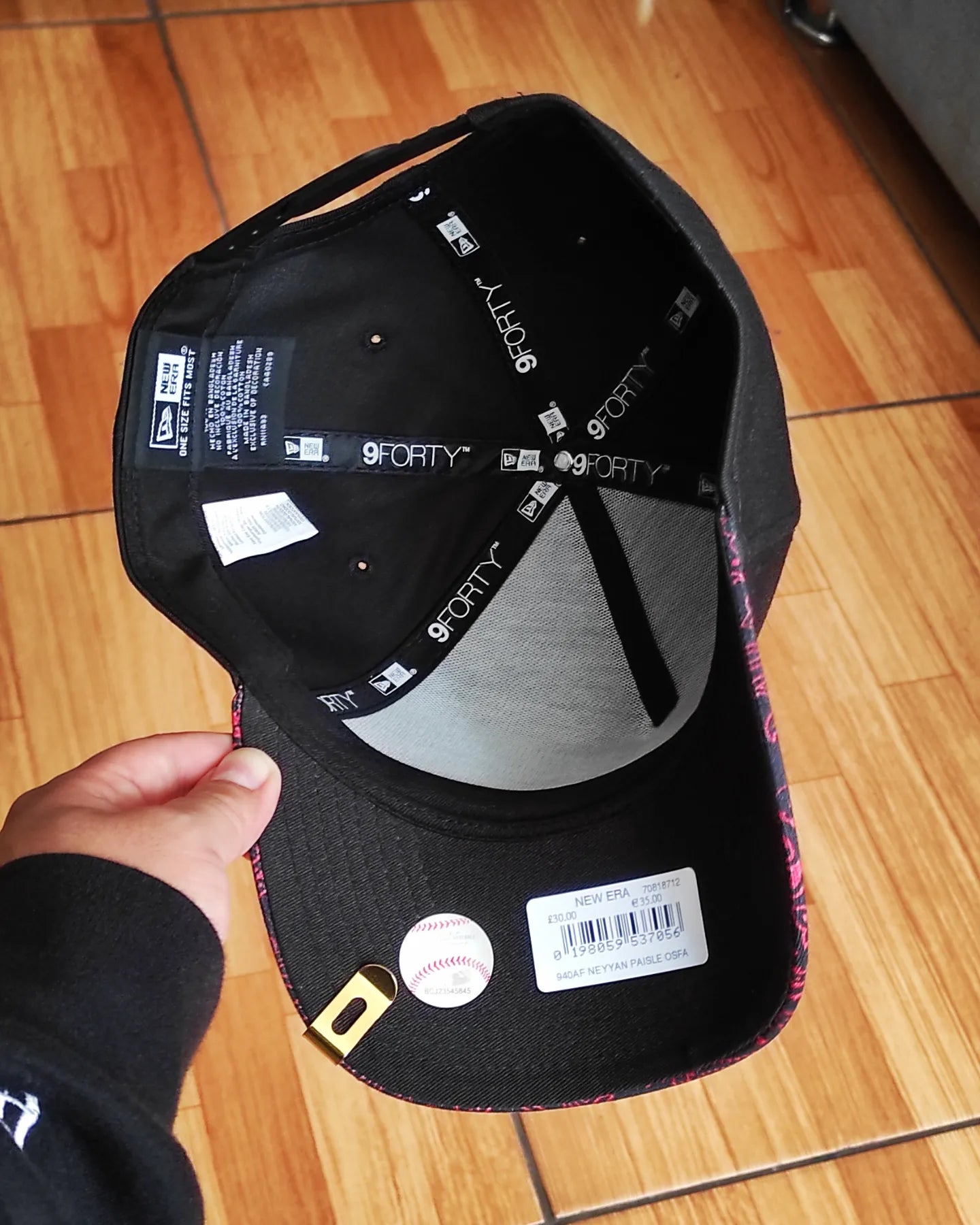 Gorra ajustable A-Frame 9FORTY negra con estampado cachemir de los New York Yankees
