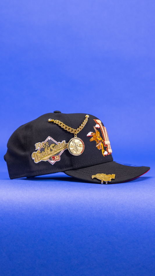 New Era Exclusive 9Fifty Black Los Angeles Dodgers" Snapback W/ 1988 World Series Side Patch