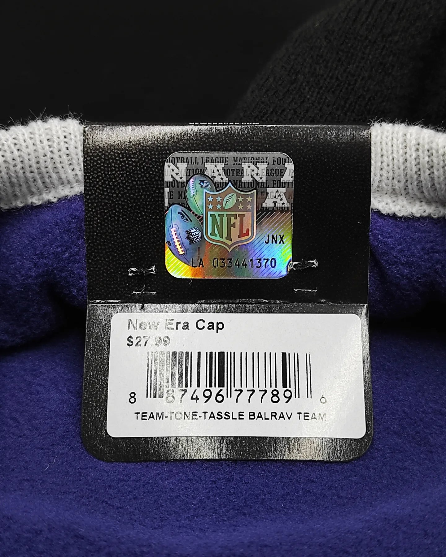 Gorro de punto Ravens de Baltimore GREY STRIPETOP de New Era