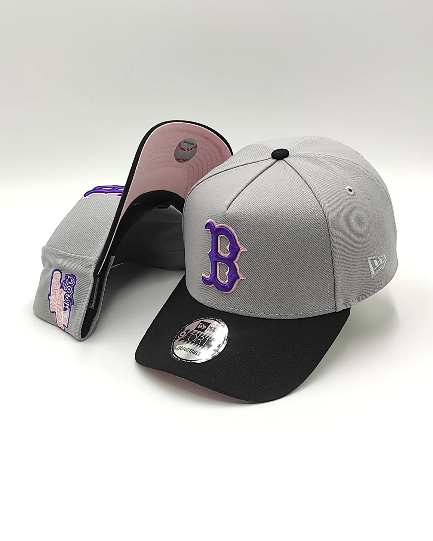 Gorra snapback New Era 9Forty A-FRAME Fuji Boston Red Sox 1986 World Series Patch / Gris Negro Rosa