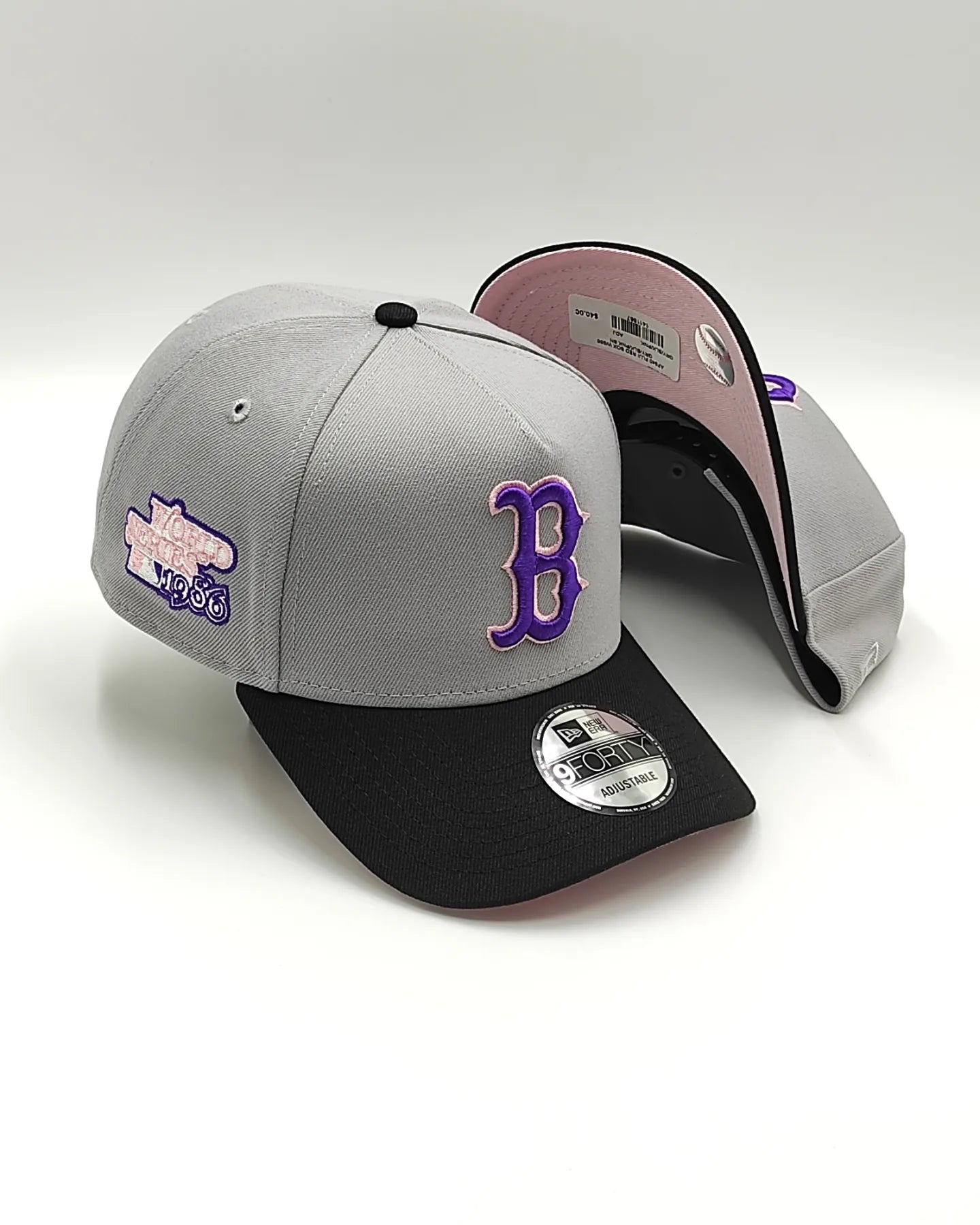 Gorra snapback New Era 9Forty A-FRAME Fuji Boston Red Sox 1986 World Series Patch / Gris Negro Rosa