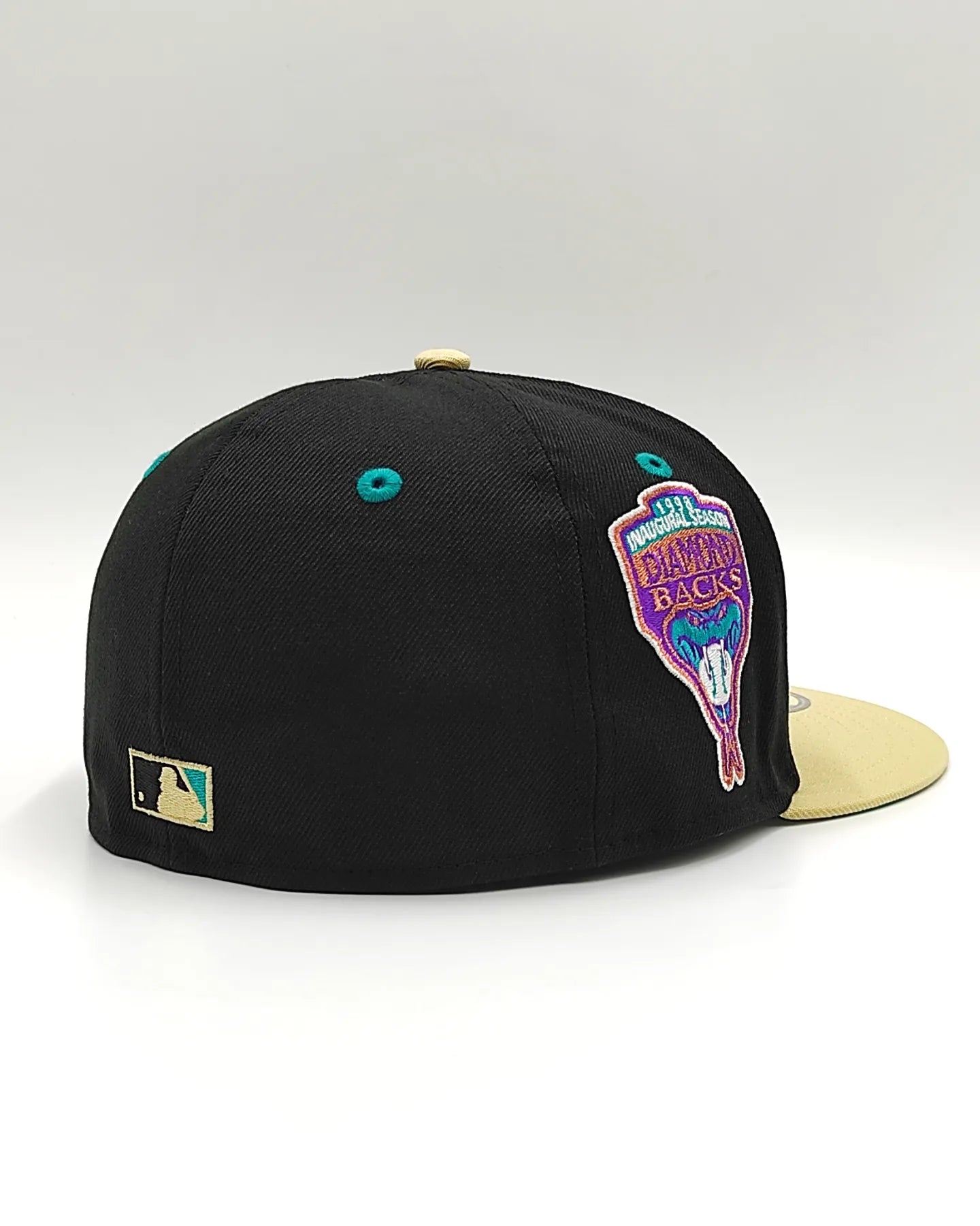Gorra New Era 59fifty Big Easy Arizona Diamondbacks, parche de la temporada inaugural de 1998 - negra, camel