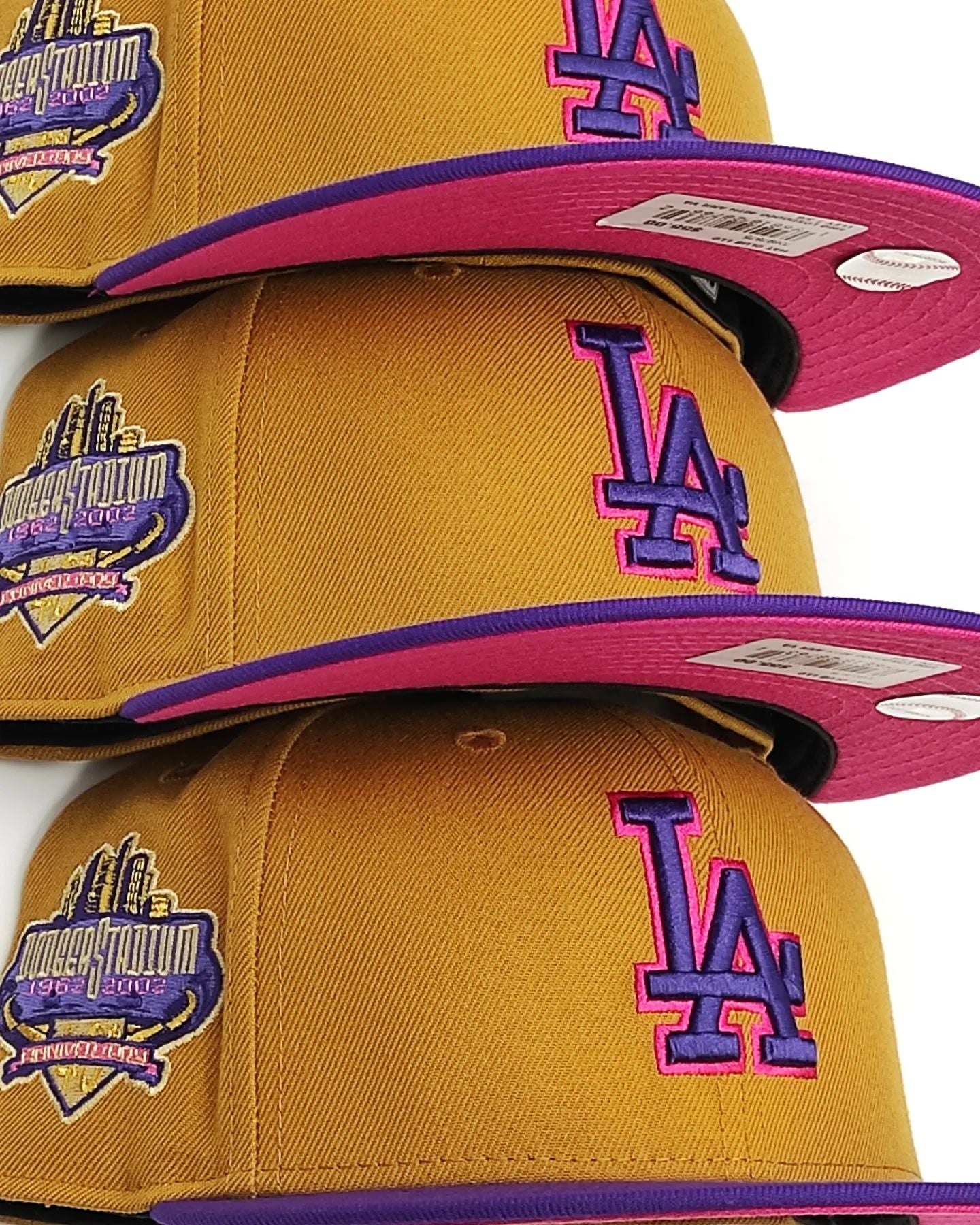 Gorra New Era exclusiva 59FIFTY parques Hot Valley Los Angeles Dodgers 40 Aniversario parche de estadio - Bronceado, Púrpura