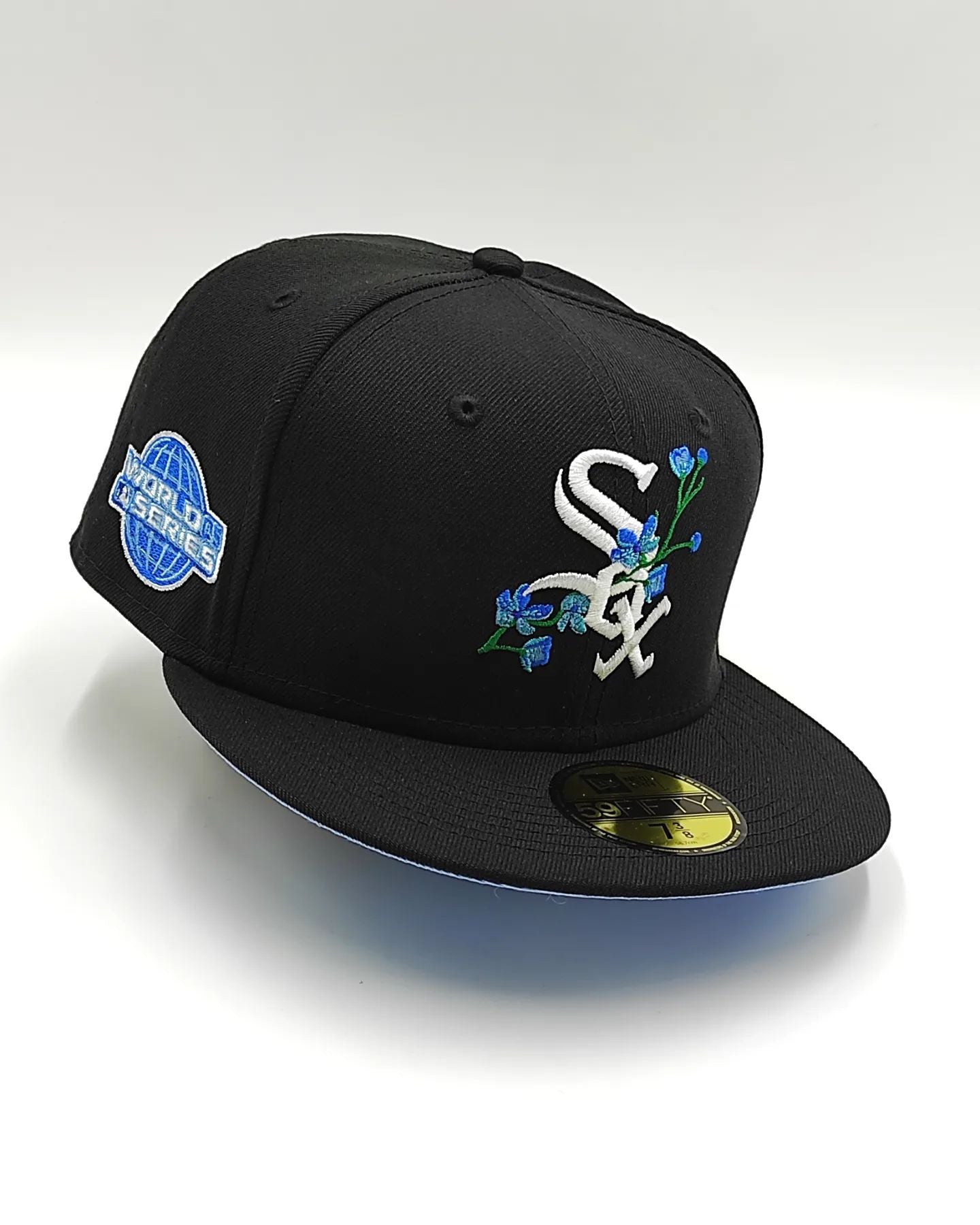 Gorra ajustada Chicago White Sox 2005 World Series BLOOM Exclusiva New Era 59Fifty - Negro/Celeste