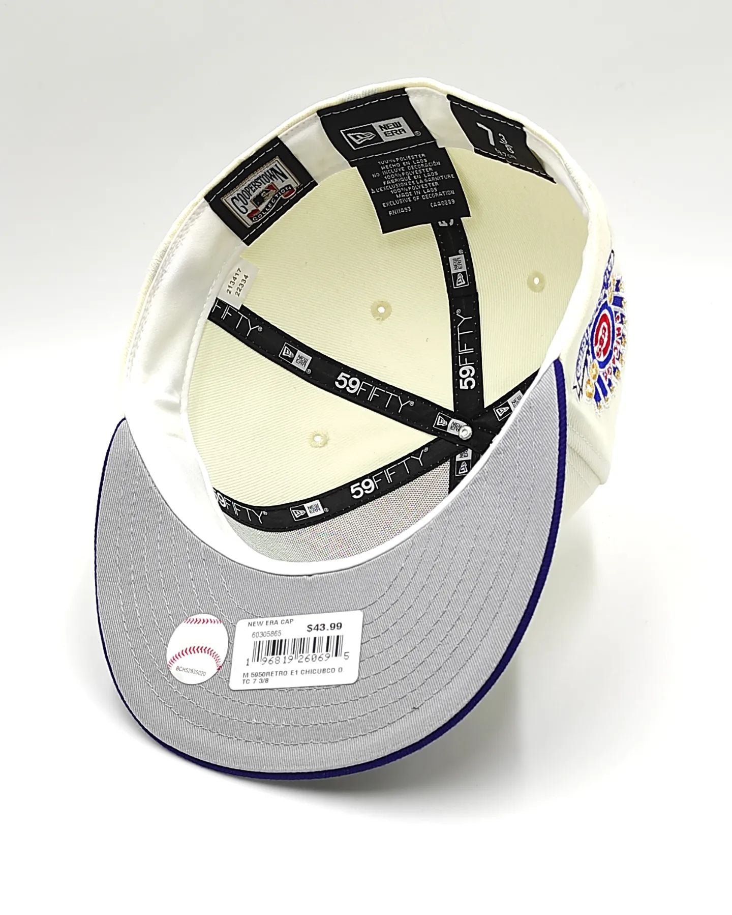 Gorra ajustada 59FIFTY retro blanca de los Chicago Cubs de New Era