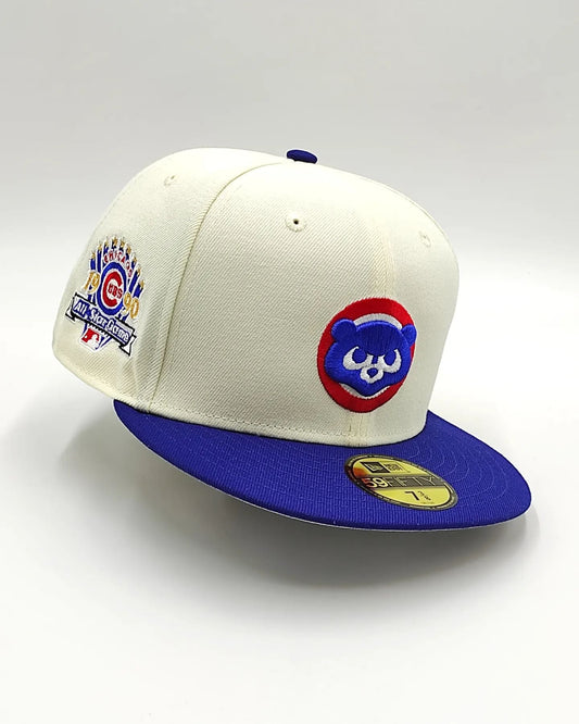 Gorra ajustada 59FIFTY retro blanca de los Chicago Cubs de New Era