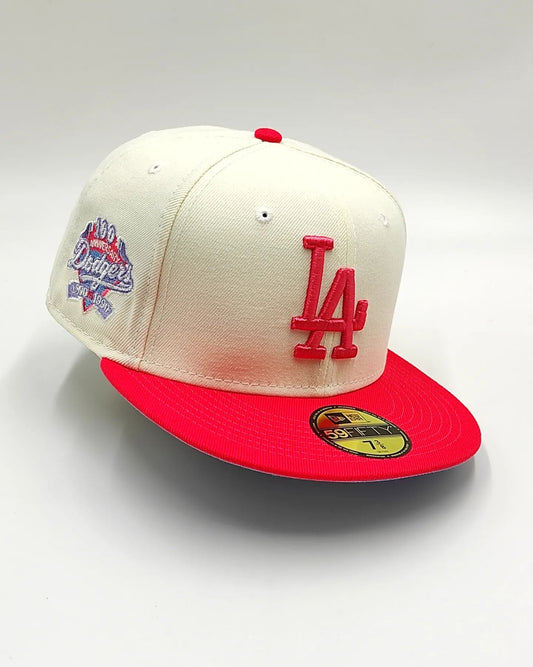 Gorra 59Fifty New Era Los Angeles Dodgers Edición 100 Aniversario Lava Cream