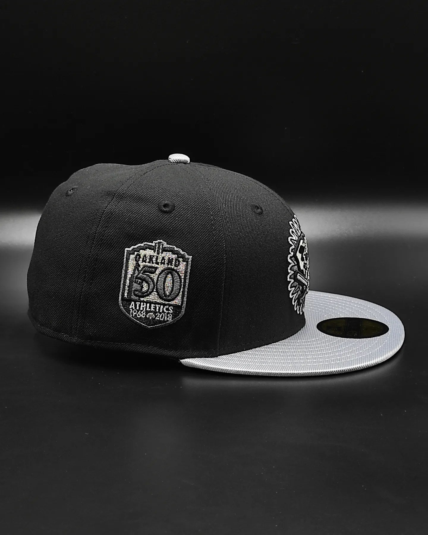 Gorra New Era 59Fifty Oakland Athletics Parche 50 Aniversario Alterna - Negro, Plata Metalizado