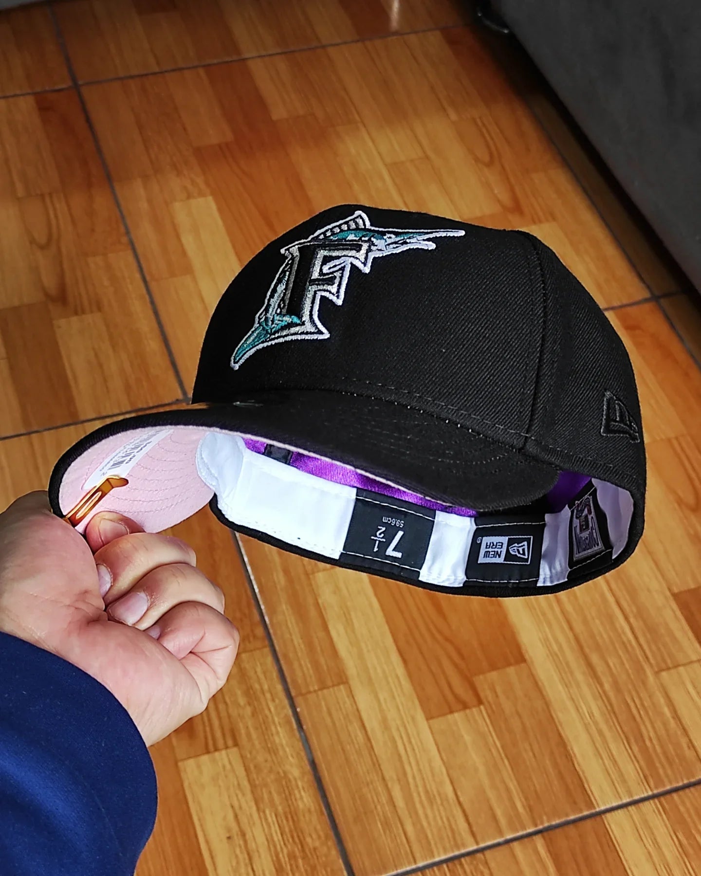 New Era Silky uv Florida Marlins temporada inaugural 59 Fifty negro