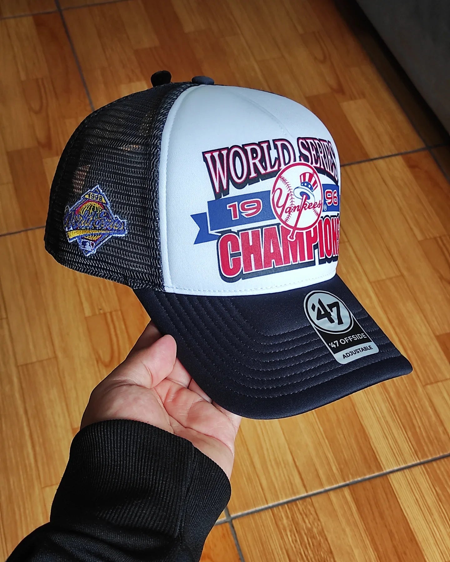 Gorra trucker 47 Brand New York Yankees World Series azul marino con espuma y cierre a presión