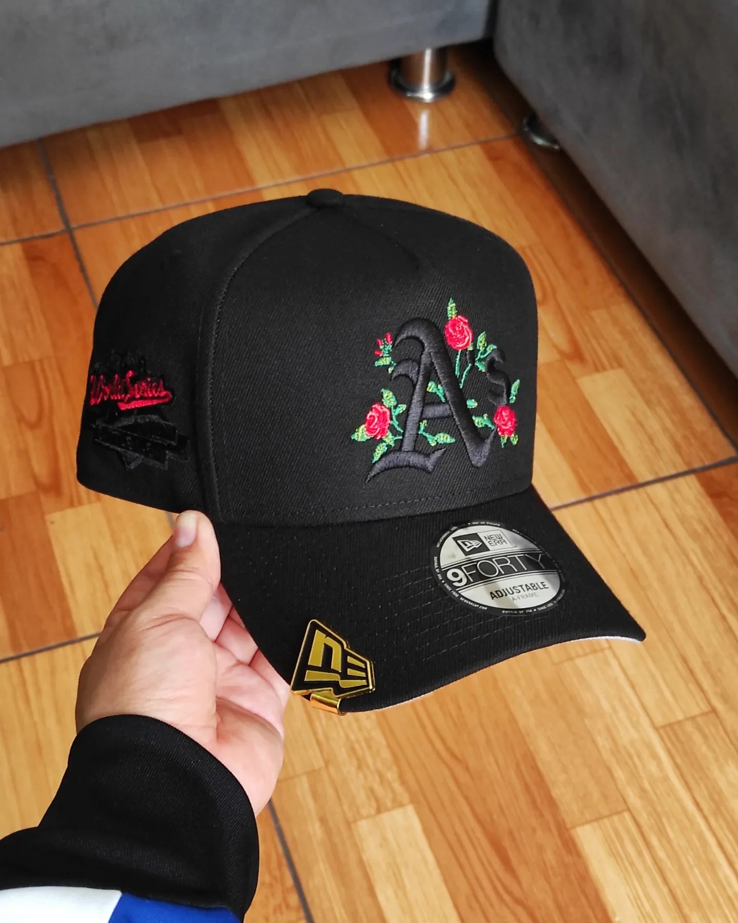 Gorra ajustable New Era Oakland Athletics World Series 1989 Black Roses 9Forty A Frame