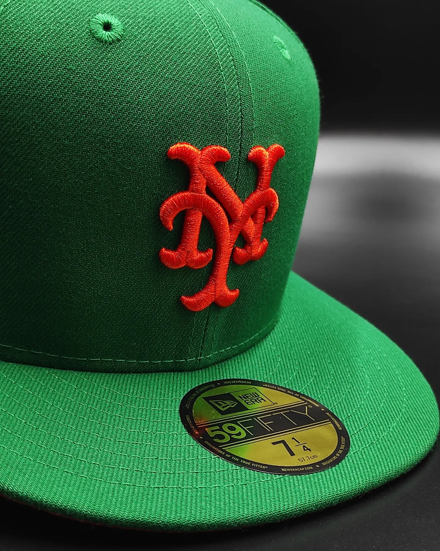 Gorra ajustada New Era 59Fifty con parche lateral de la Serie Mundial de 1969 de los Green New York Mets con parte inferior naranja