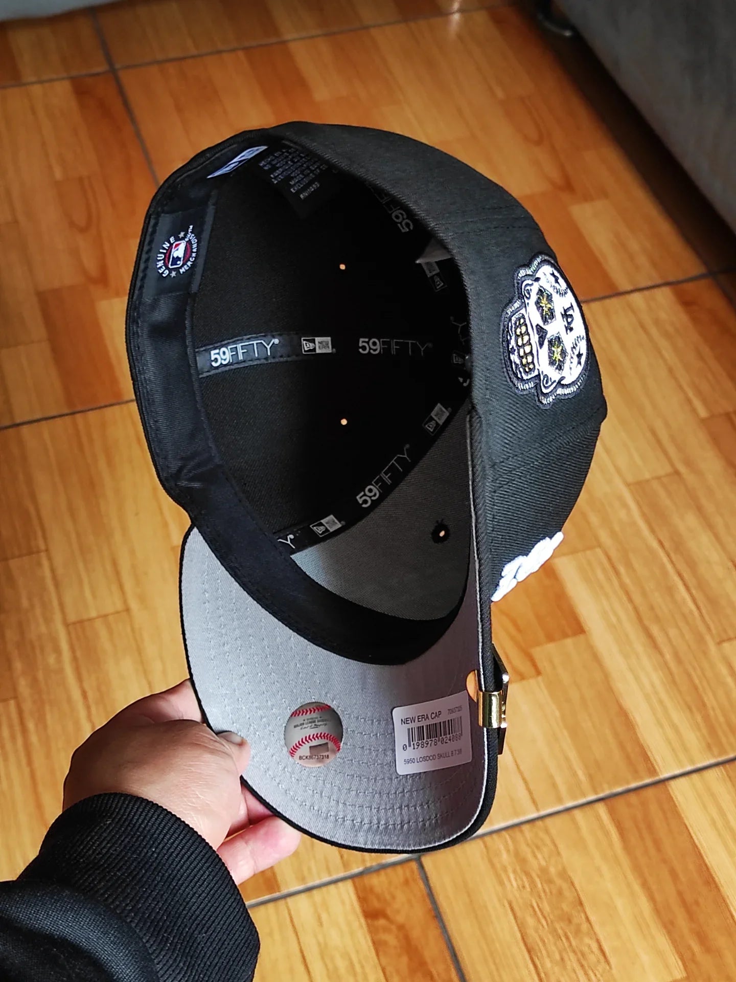 New Era Los Angeles Dodgers CALAVERA 💀 Edición Cromo Negro 59fifty ajustada