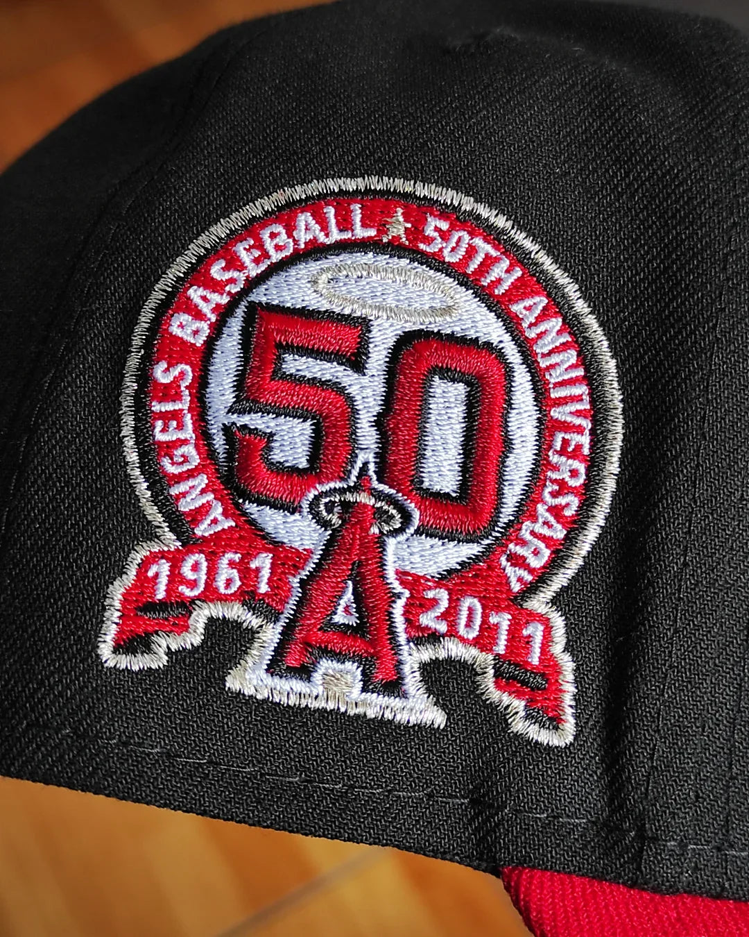 Gorra ajustable New Era Anaheim Angels 50 aniversario negra roja 9 FIFTY