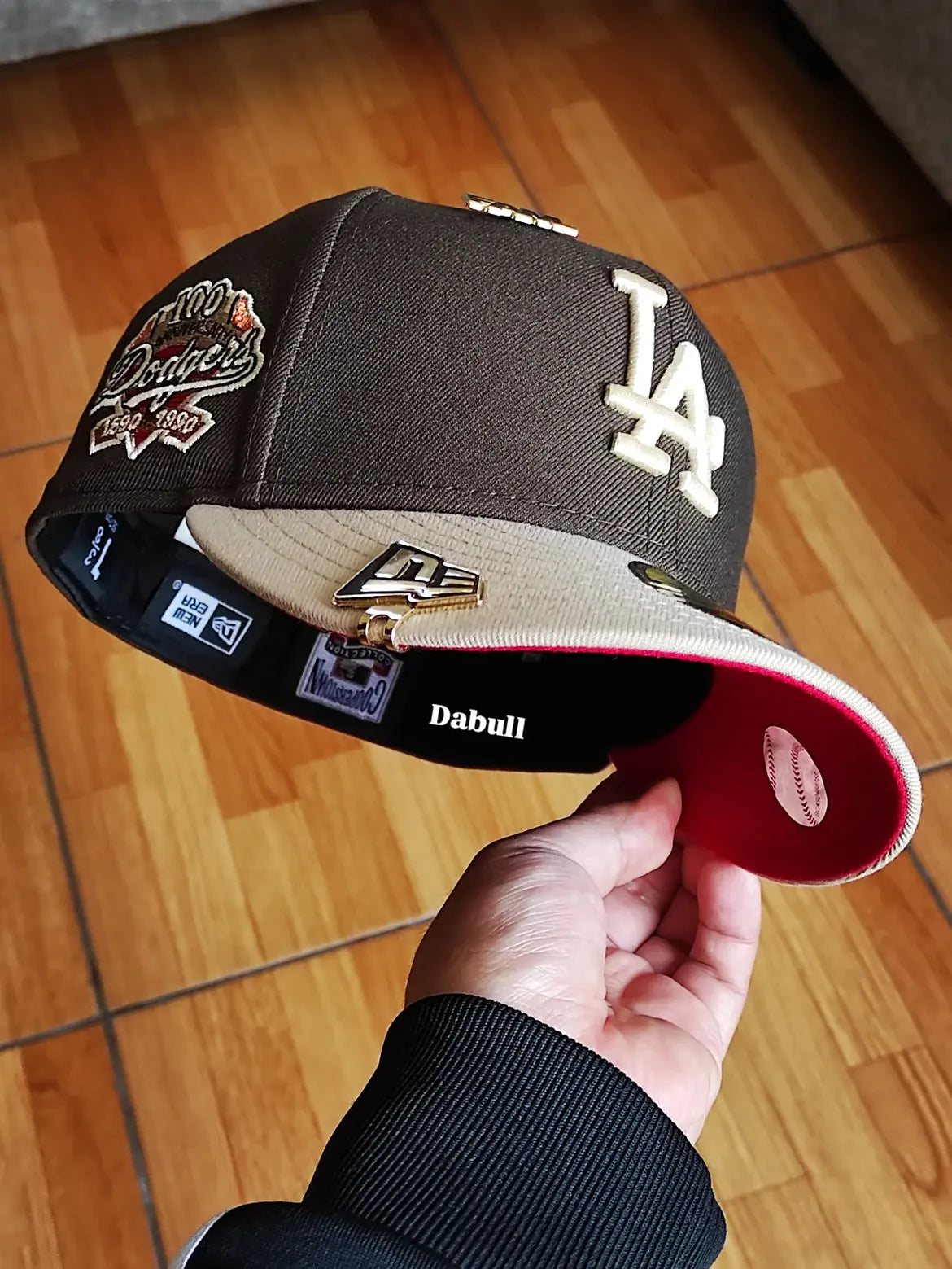 New Era 59fifty mlb los angeles dodgers 100th anniversary two tone / scarlet uv fitted cap