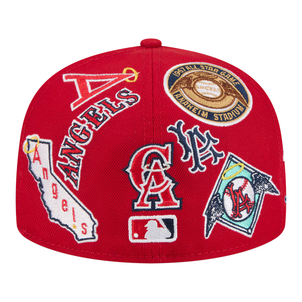 Gorra ajustada 59FIFTY New Era de los Los Angeles Angels roja con logo integral y parte inferior gris