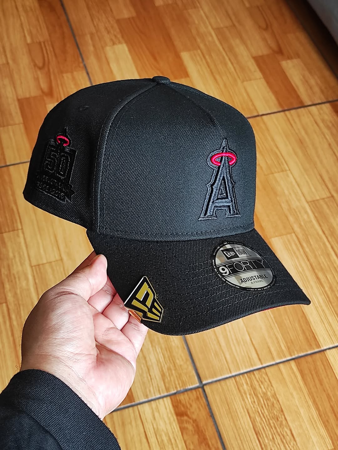 Gorra Snapback 9FORTY A-FRAME negra y roja del 50.º aniversario de los Anaheim Angels de la nueva era
