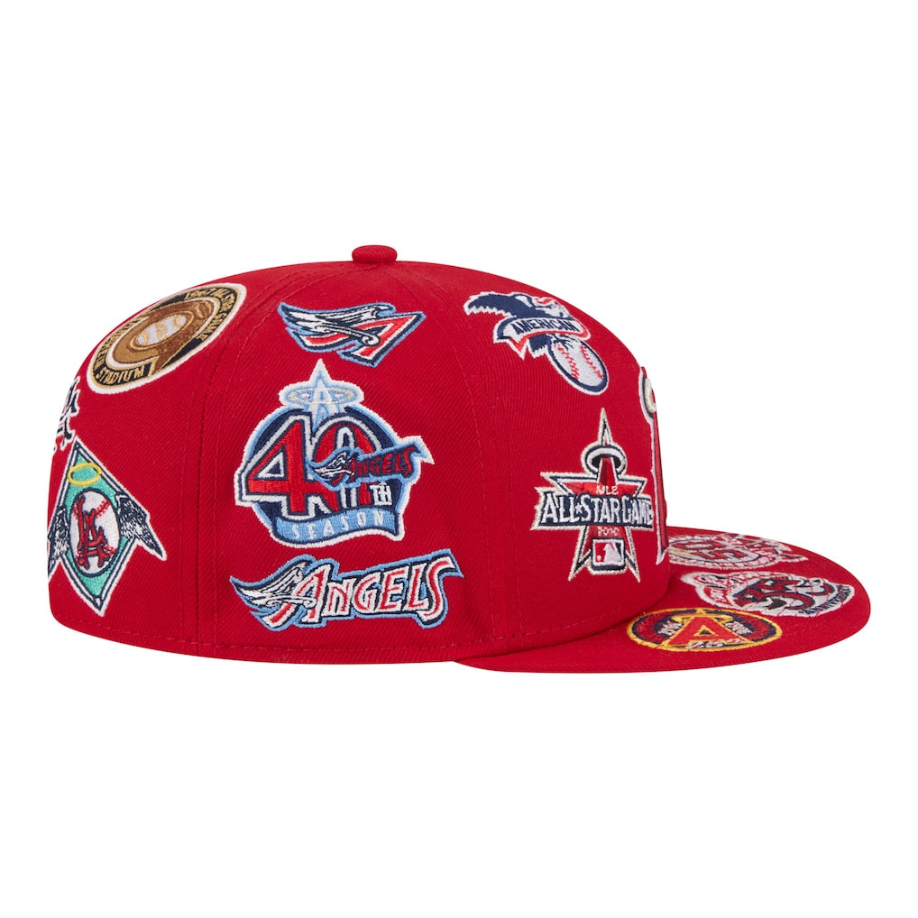 Gorra ajustada 59FIFTY New Era de los Los Angeles Angels roja con logo integral y parte inferior gris