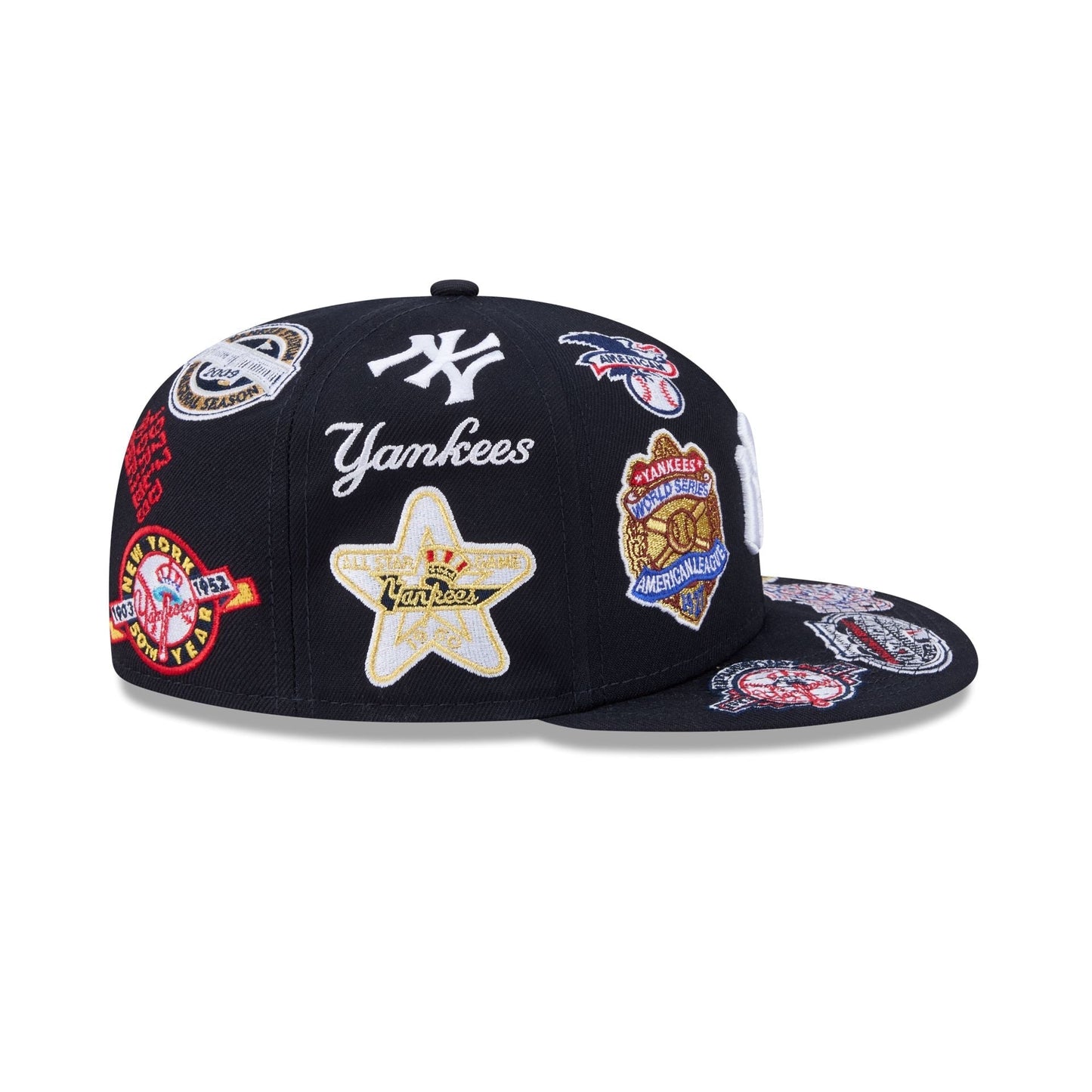 Gorra New Era Ajustada 59FIFTY Azul Marino New York Yankees Logo Estampado Parte Inferior Gris