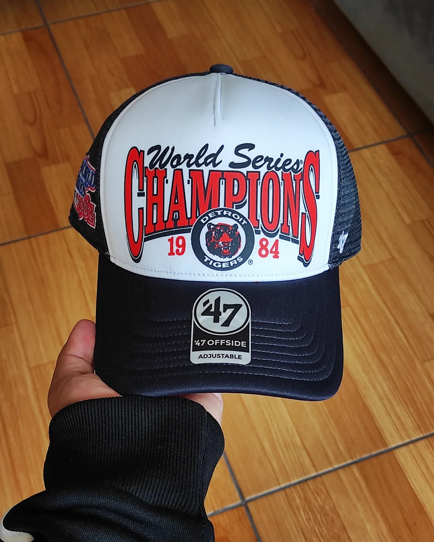Gorra trucker snapback de espuma azul marino de los Detroit Tigers de la serie mundial de 47Brand
