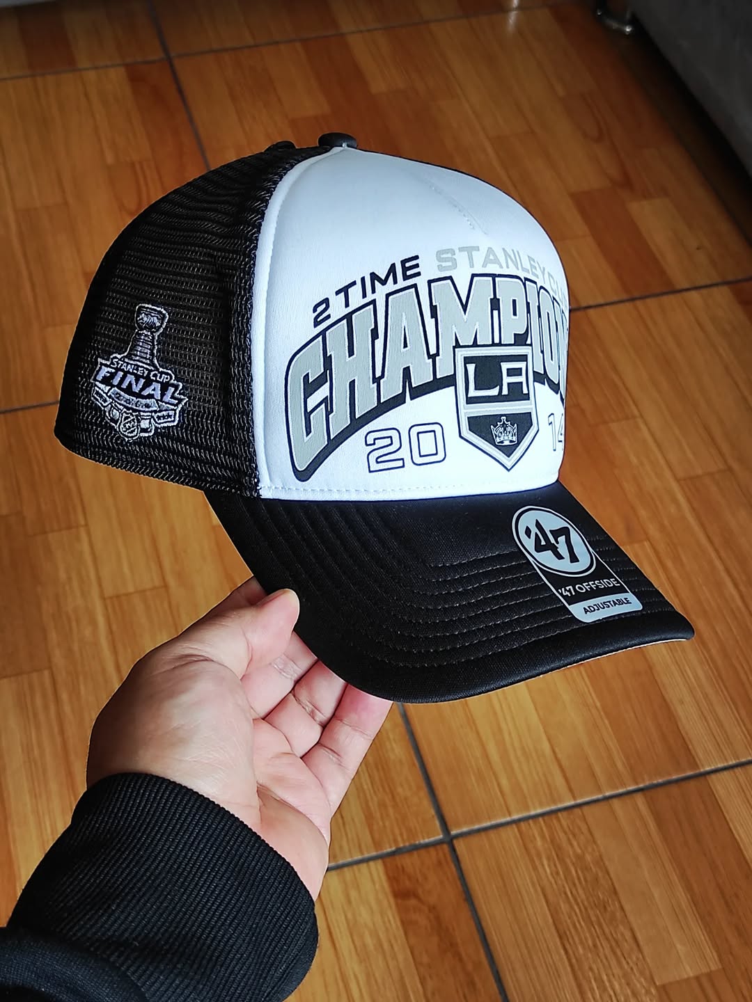 Gorra trucker snapback de espuma negra vintage de los Los Angeles Kings de 47Brand, Copa Stanley 2014