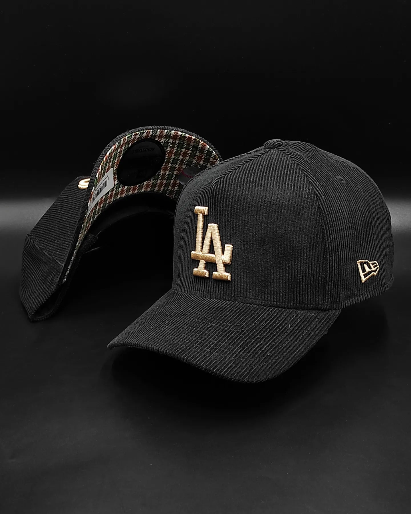 Gorra ajustable 9 Forty A-FRAME de pana negra "Corduroy Black" de los New Era Los Angeles Dodgers