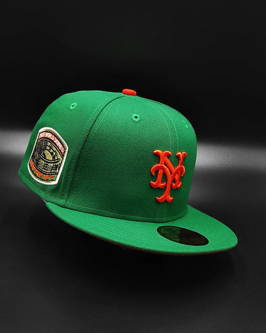 Gorra ajustada New Era 59Fifty con parche lateral de la Serie Mundial de 1969 de los Green New York Mets con parte inferior naranja