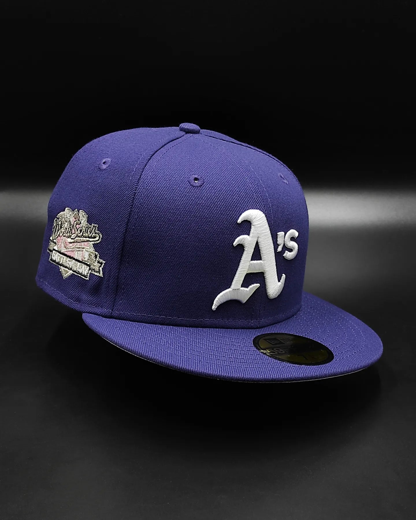 Gorra New Era Oakland Athletics 59fifty World Series parche UV rosa - morado