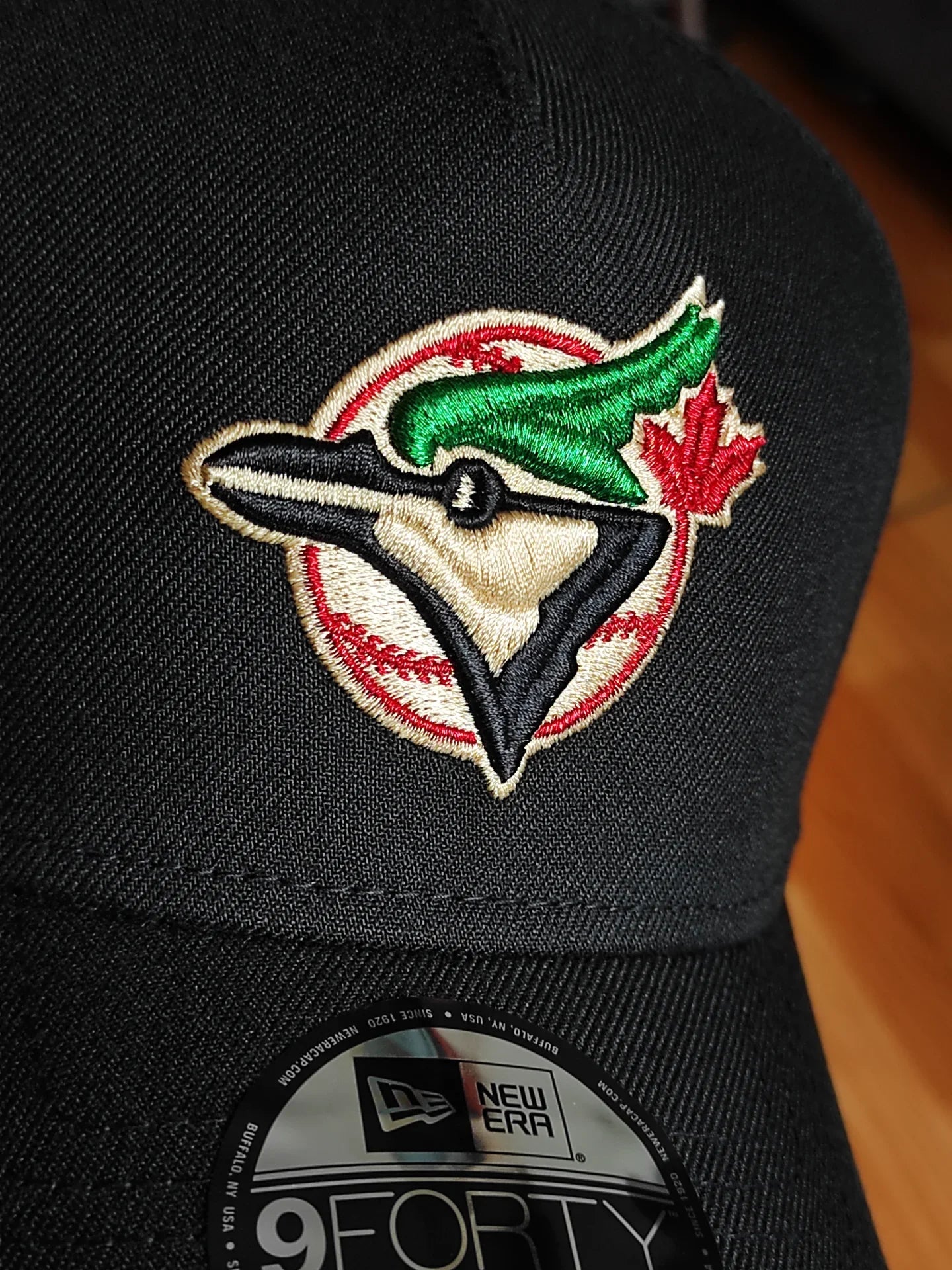 Gorra New Era 9Forty A-Frame Snapback de los Toronto Blue Jays con parche lateral curvado de la 10ª temporada
