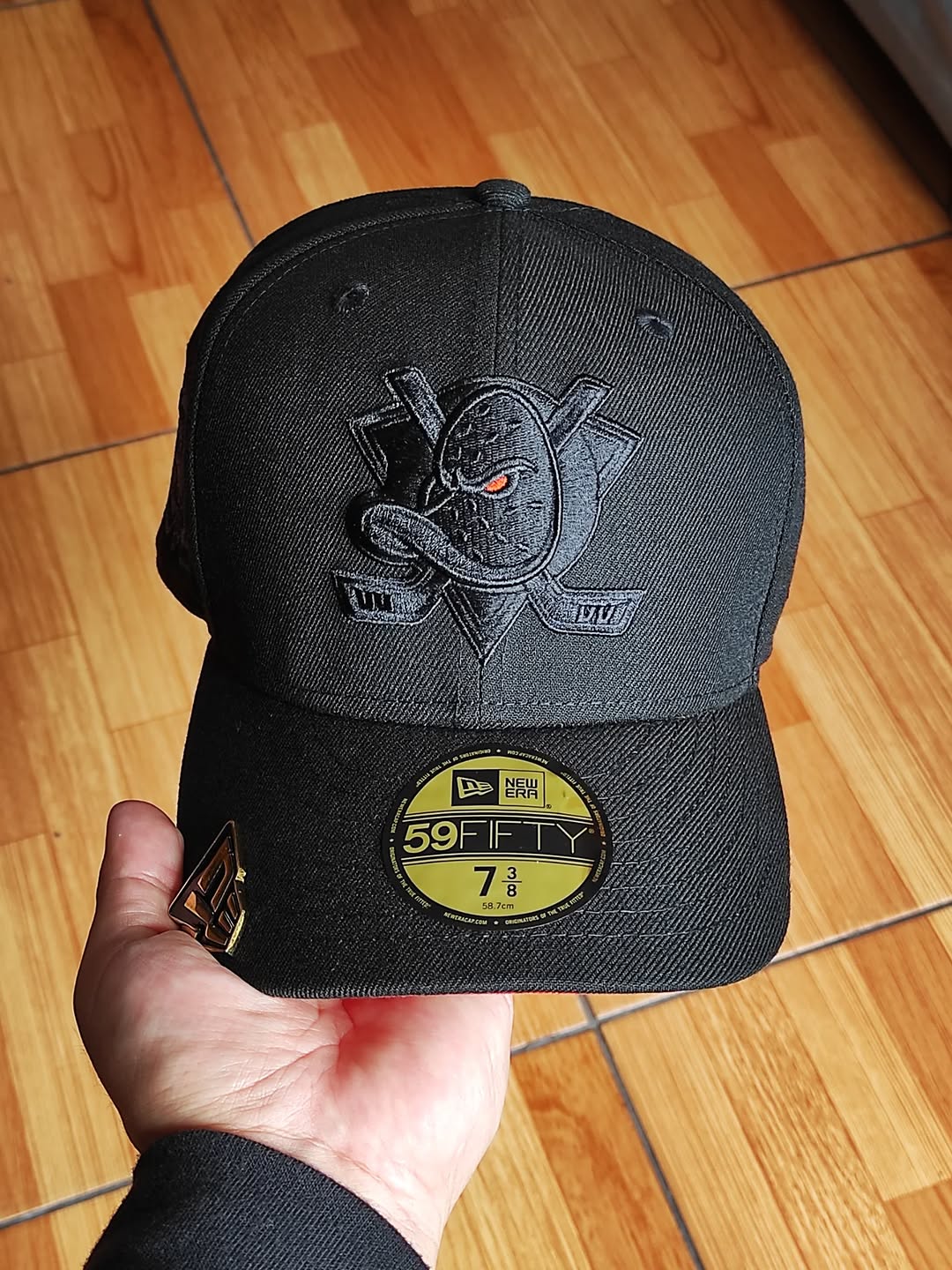 Gorra ajustada 59Fifty New Era Anaheim Ducks 30th Anniversary Blackout Orange Laser Prime Edition