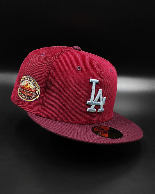 Gorra New Era 59fifty cord dream Los Angeles Dodgers 50th Anniversary Stadium Patch - Granate