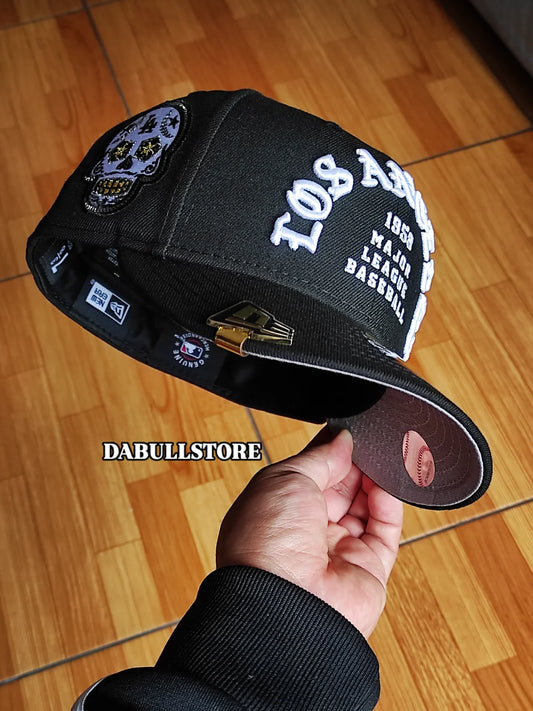 New Era Los Angeles Dodgers CALAVERA 💀 Edición Cromo Negro 59fifty ajustada