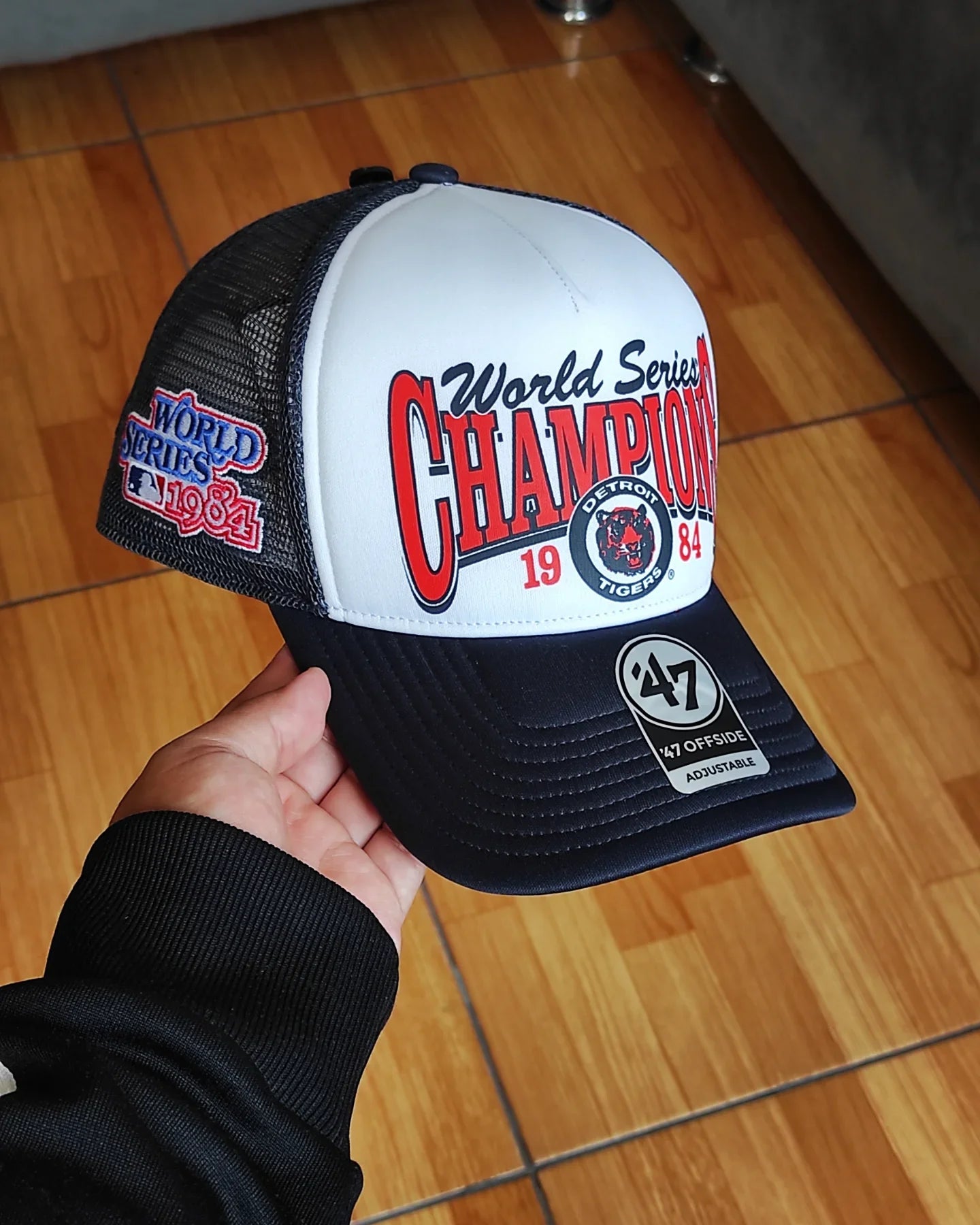 Gorra trucker snapback de espuma azul marino de los Detroit Tigers de la serie mundial de 47Brand