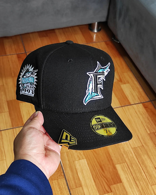 New Era Silky uv Florida Marlins temporada inaugural 59 Fifty negro