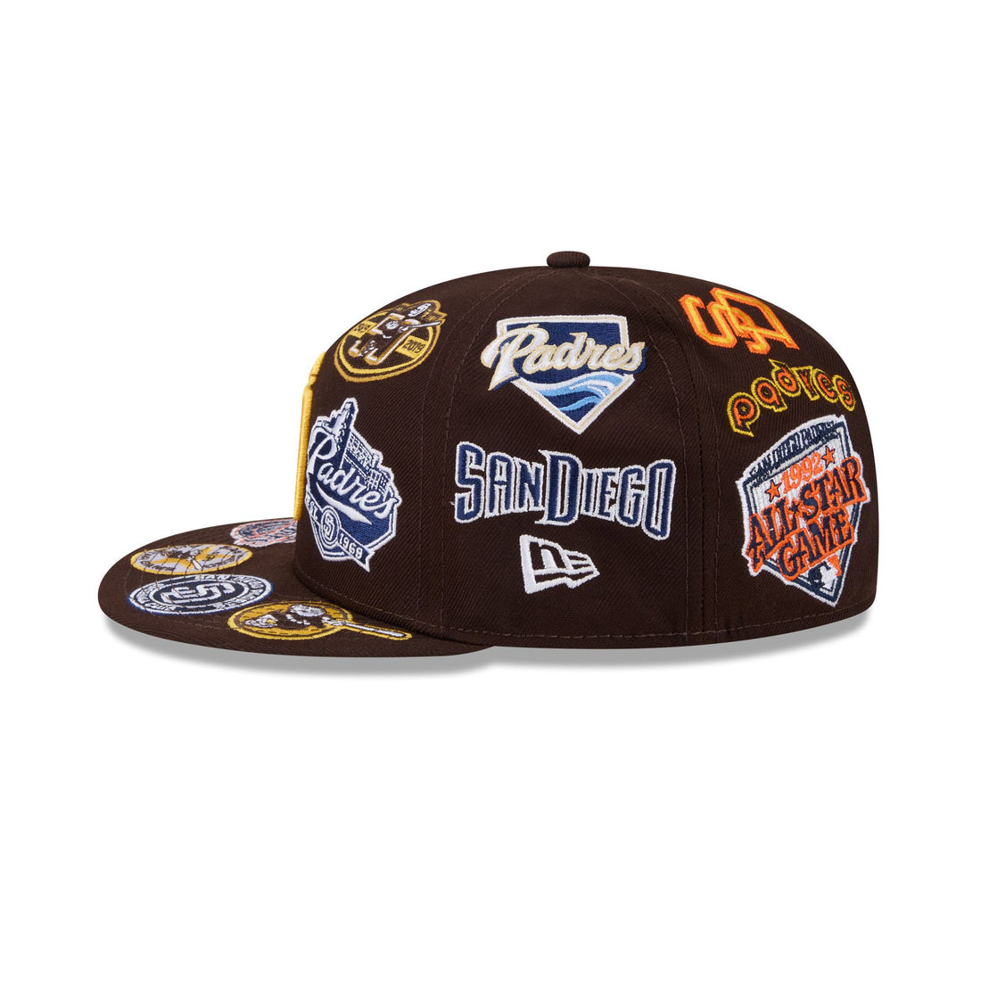 Gorra New Era 59FIFTY Fitted con el logotipo de los Padres de San Diego en marrón con parte inferior gris