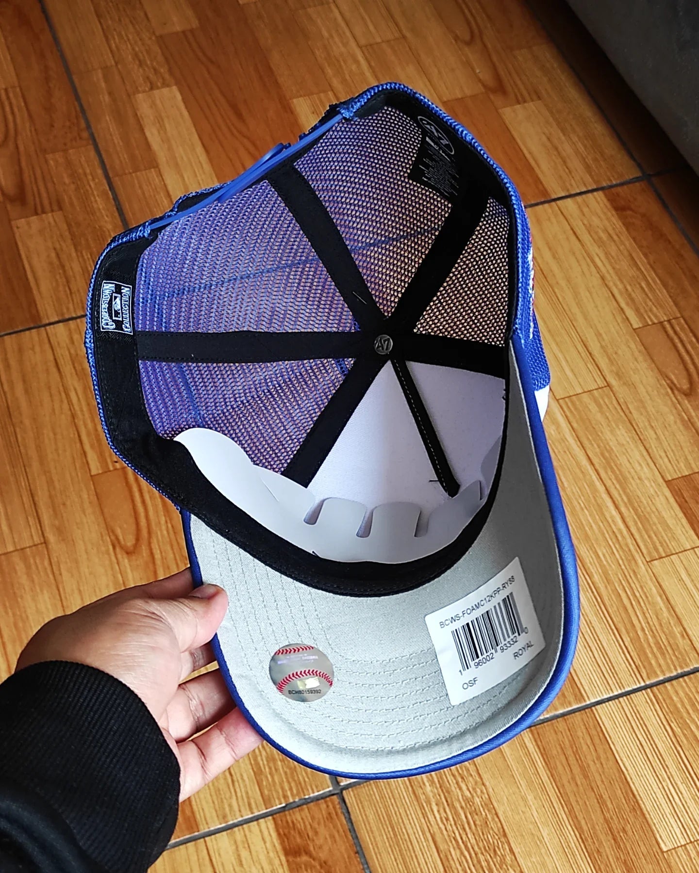 Gorra camionera snapback de espuma 47Brand Los Angeles Dodgers blanca azul World Series