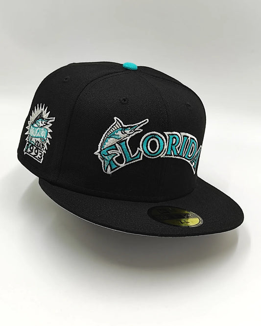 Gorra ajustada 59fifty New Era Florida Marlins año inaugural 1993 edición Prime negra