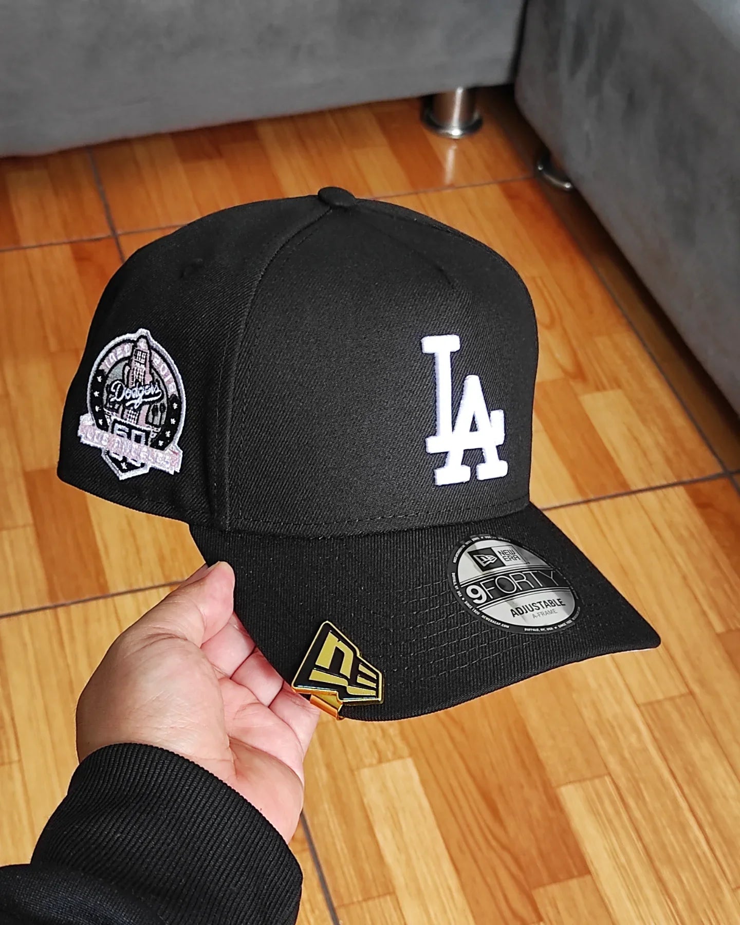 Gorra Snapback New Era Los Angeles Dodgers Negra/Rosa 60 Aniversario 9Forty A-Frame