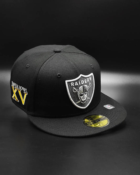 Gorra ajustada 59fifty New Era Las Vegas Raiders Super Bowl XV edición negra
