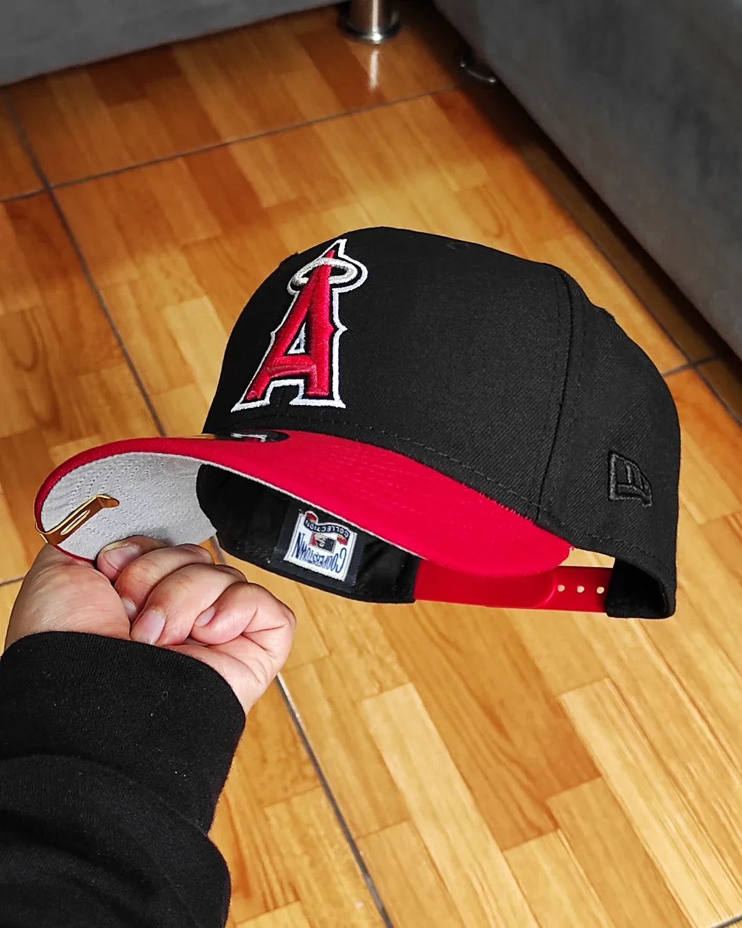 Gorra ajustable New Era Anaheim Angels 50 aniversario negra roja 9 FIFTY