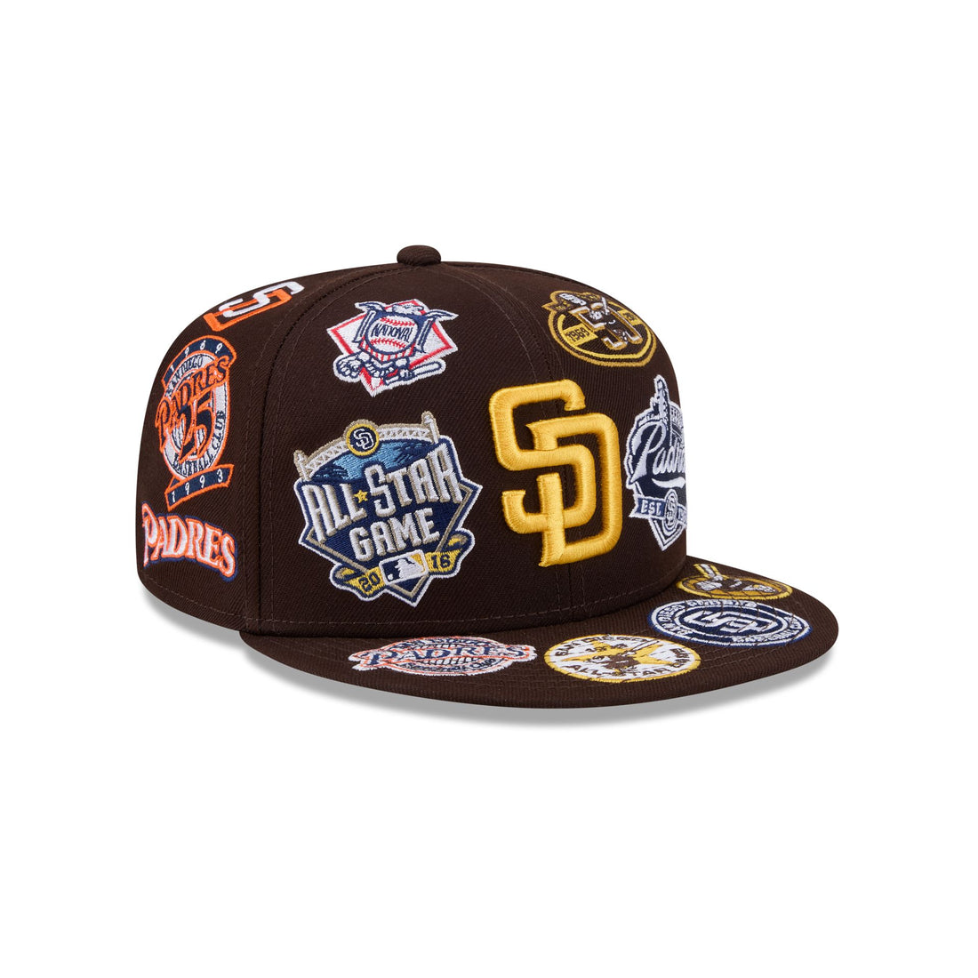 Gorra New Era 59FIFTY Fitted con el logotipo de los Padres de San Diego en marrón con parte inferior gris