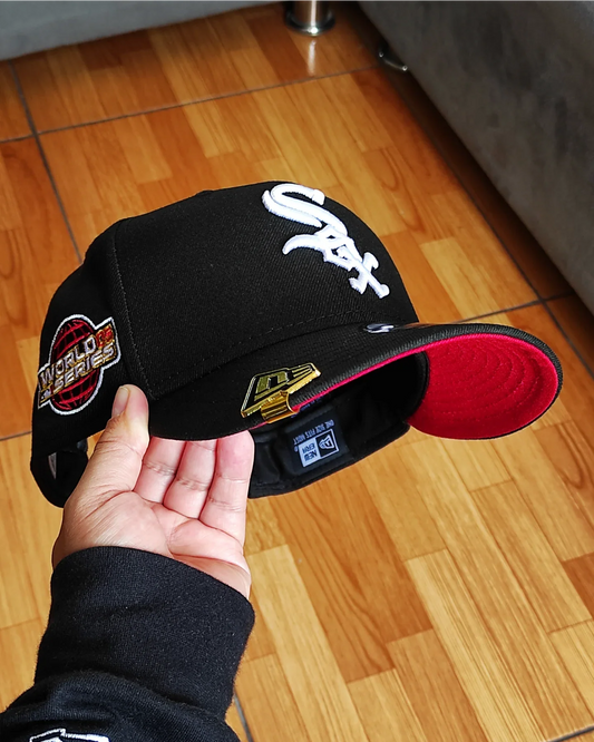 Gorra New Era Chicago White Sox World Series negra y roja 9FIFTY Snapback