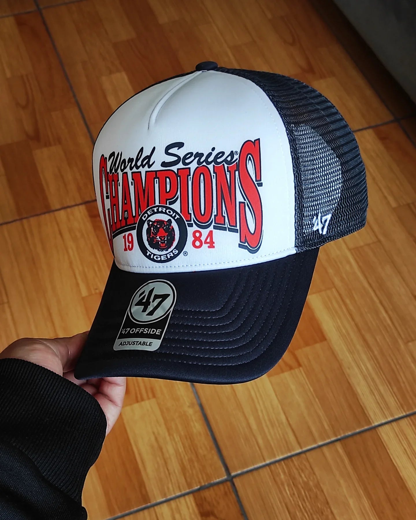 Gorra trucker snapback de espuma azul marino de los Detroit Tigers de la serie mundial de 47Brand