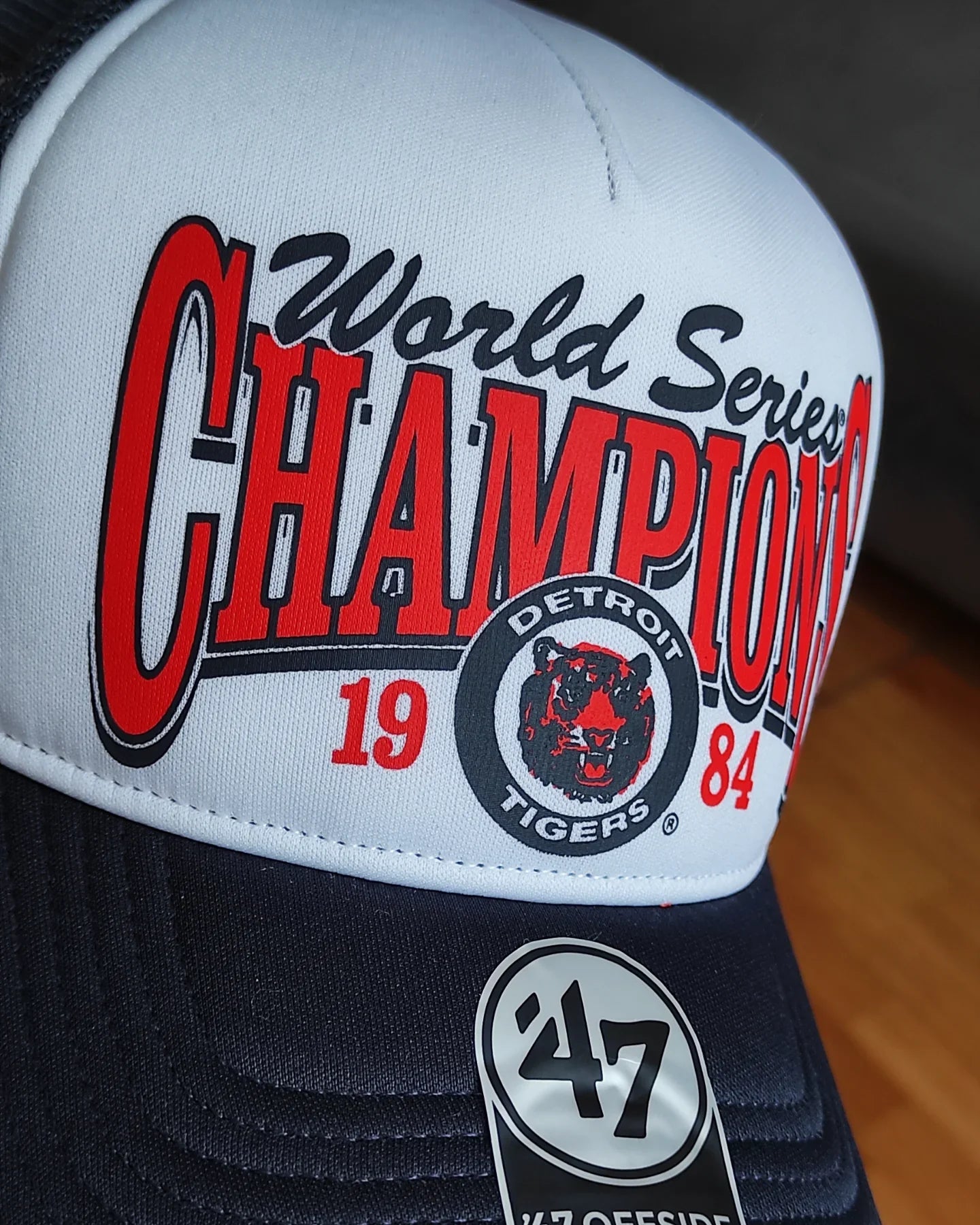 Gorra trucker snapback de espuma azul marino de los Detroit Tigers de la serie mundial de 47Brand
