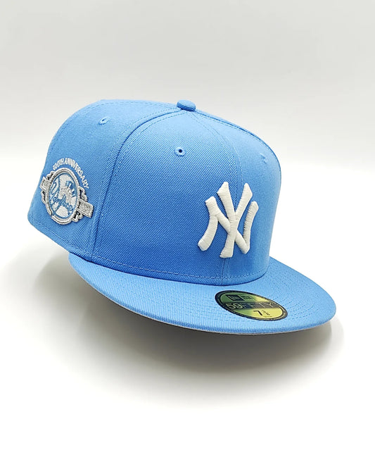 New York Yankees 100 aniversario New Era 59Fifty ajustada - azul cielo, blanco, plateado - brilla en la oscuridad