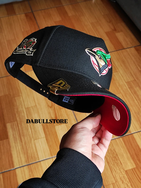 Gorra New Era 9Forty A-Frame Snapback de los Toronto Blue Jays con parche lateral curvado de la 10ª temporada