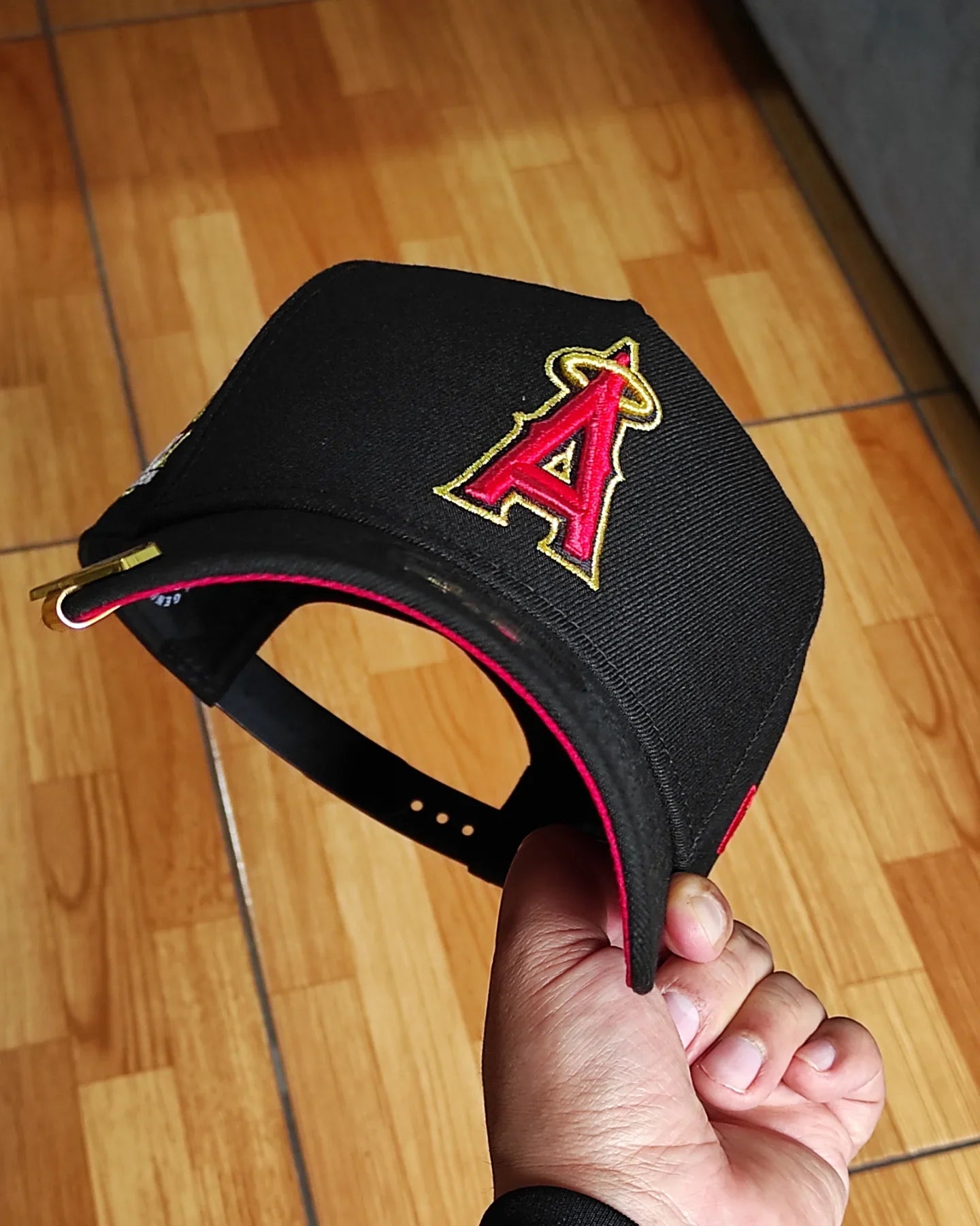 New Era Anaheim Angels campeones mundiales 20 aniversario negro rojo gorra 9forty a-frame snapback