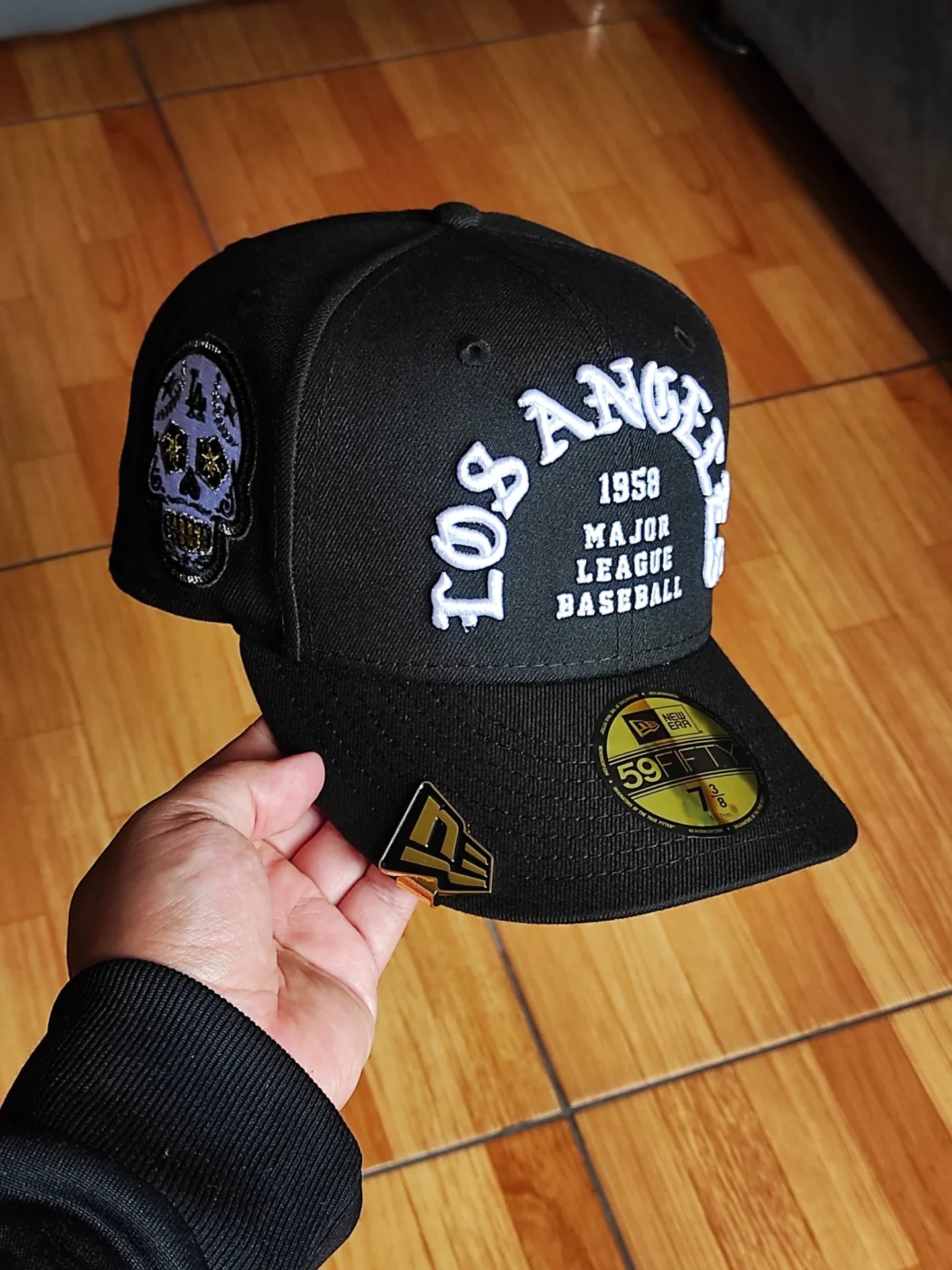 New Era Los Angeles Dodgers CALAVERA 💀 Edición Cromo Negro 59fifty ajustada