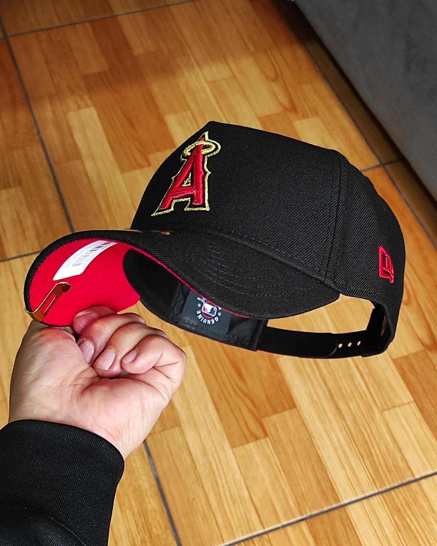 New Era Anaheim Angels campeones mundiales 20 aniversario negro rojo gorra 9forty a-frame snapback